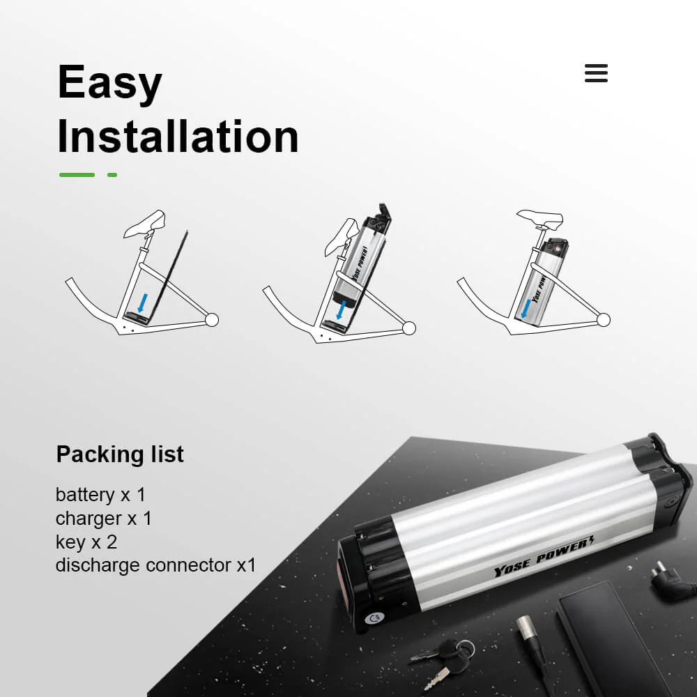 24V 10.4Ah(269Wh)/15.6Ah(404Wh) E-Bike Li-ion Seat Tube Battery SilverFish for Prophete MiFa Trio, Phylion/XH259-10J, Zhenlong/ZL07010-F - Image 10