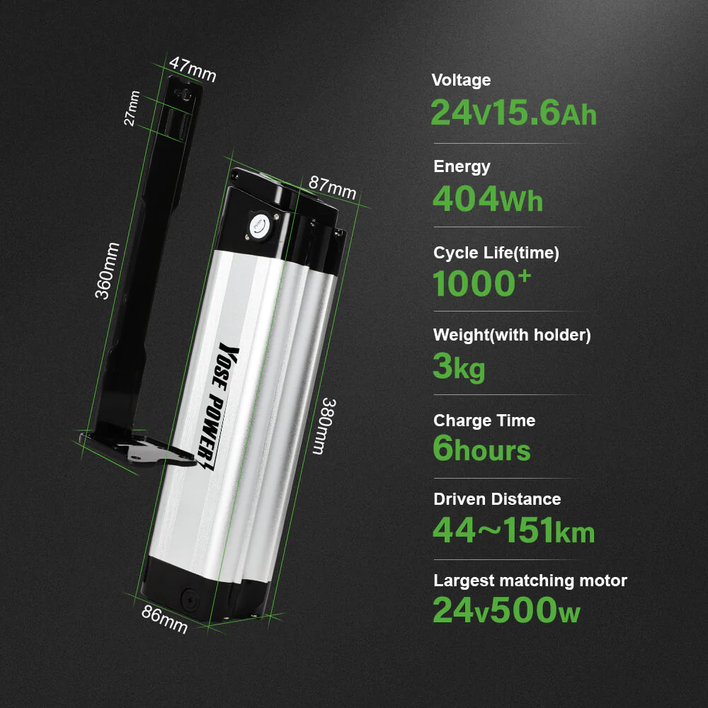 24V 10.4Ah(269Wh)/15.6Ah(404Wh) E-Bike Li-ion Seat Tube Battery SilverFish for Prophete MiFa Trio, Phylion/XH259-10J, Zhenlong/ZL07010-F - Image 8