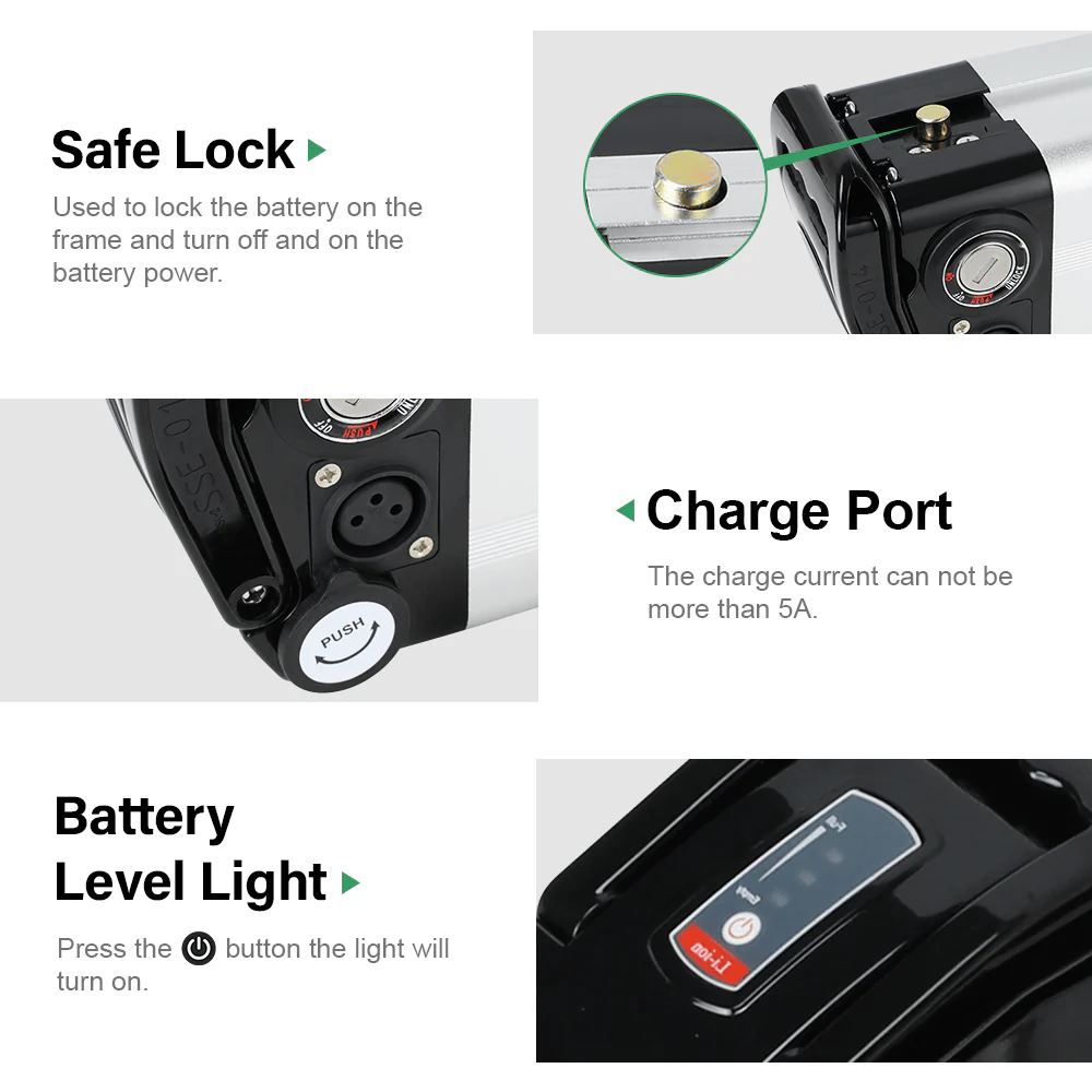 36V 15.6Ah(577Wh) SilverFish E-Bike Battery Electric Bike Li-ion Accu with USB Port for MiFa, Rex, Prophete, Aldi - Image 3