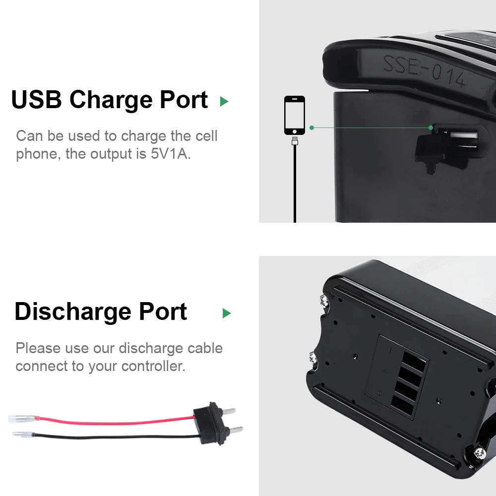 36V 15.6Ah(577Wh) SilverFish E-Bike Battery Electric Bike Li-ion Accu with USB Port for MiFa, Rex, Prophete, Aldi - Image 4