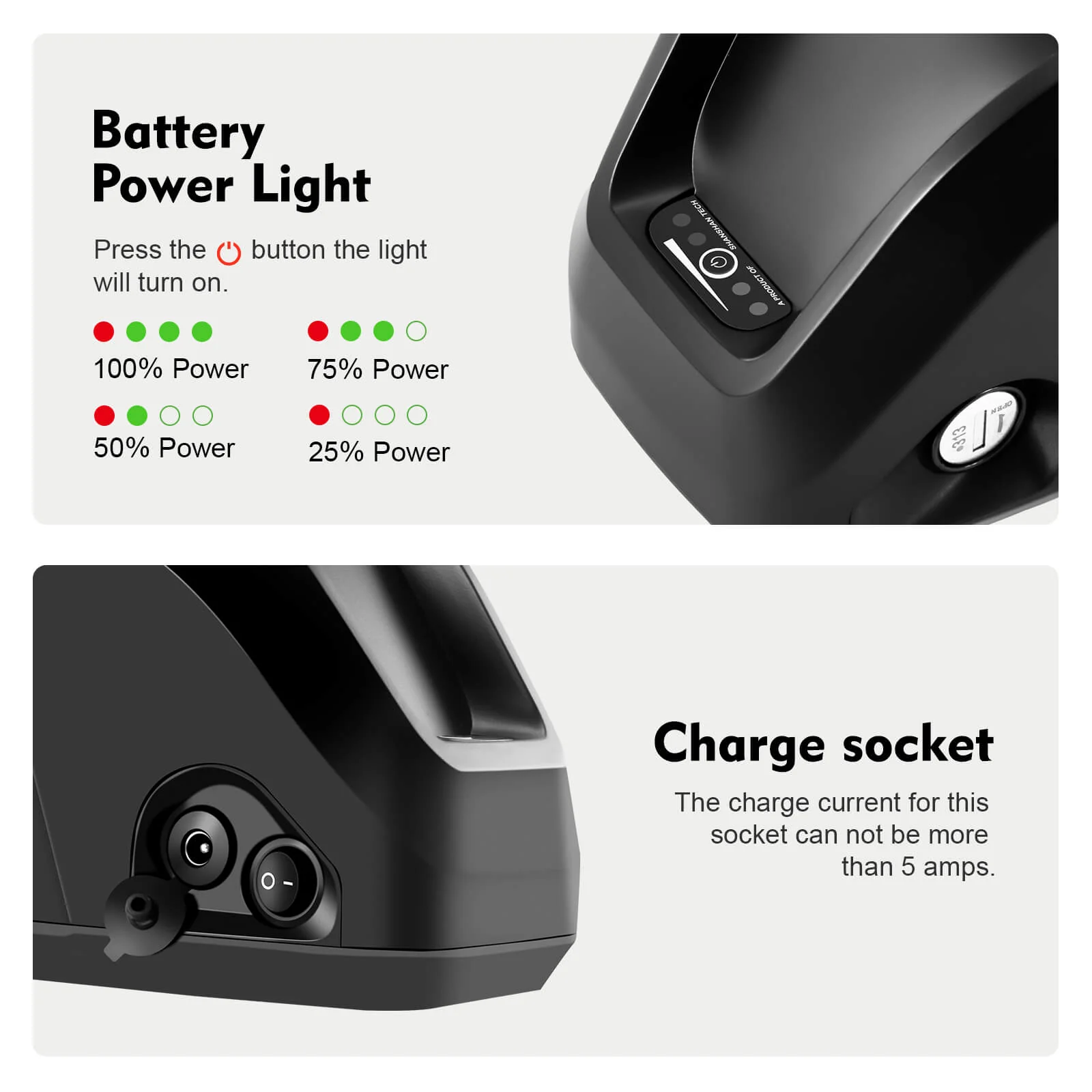 36V 18Ah(666Wh) E-Bike Li-ion Battery Hailong-MIX with 5 Gold-Plated Round Plug replace for YOSE POWER 13Ah Hailong Battery - Image 5
