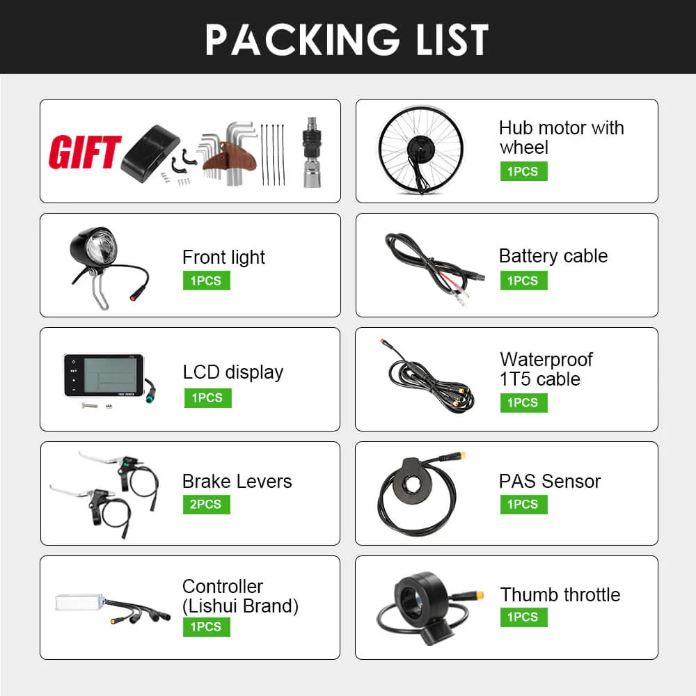 E-Bike Conversion Kit 36V 250W 20" Front Motor Hub Motor Kit DIY E-Bike LCD Display - Image 8