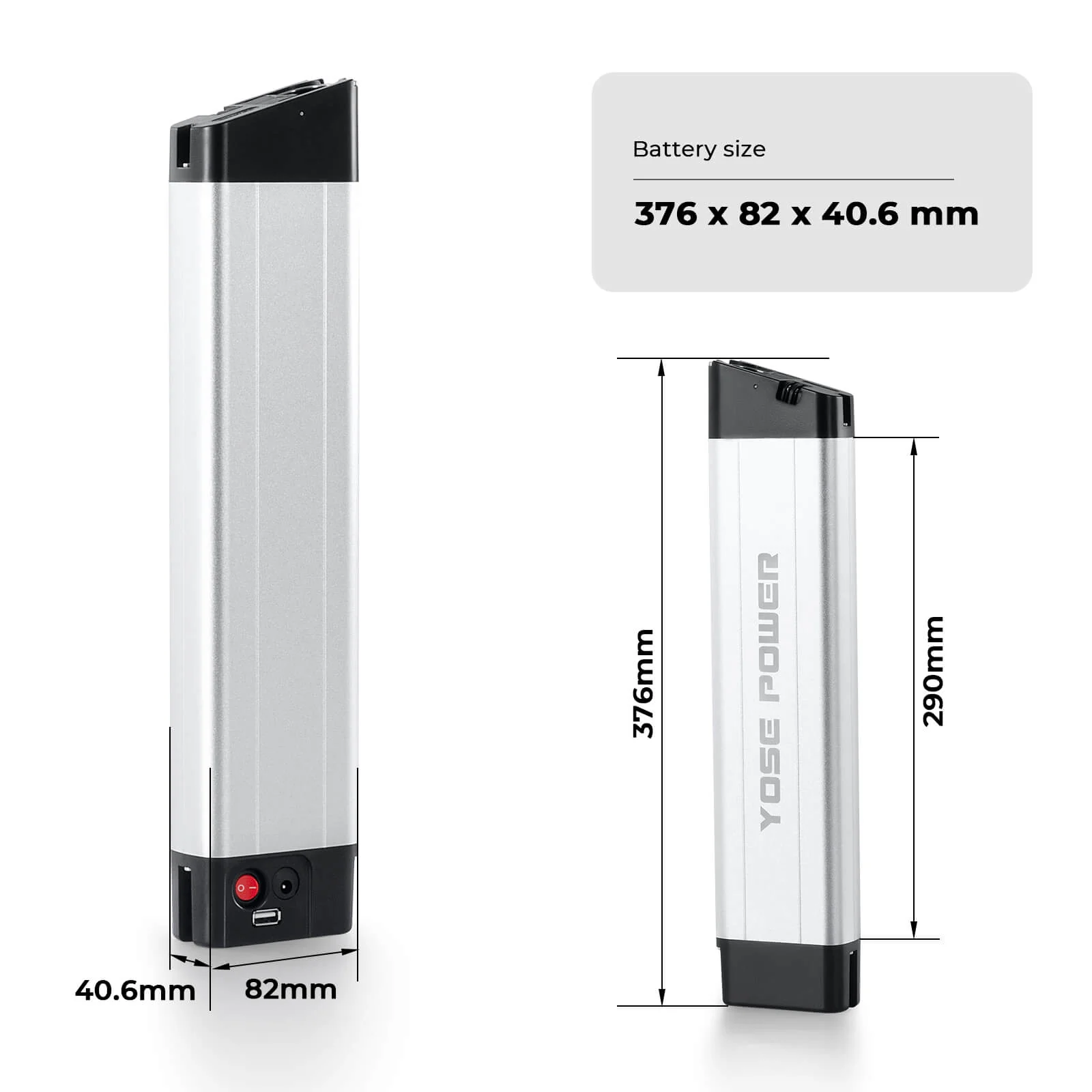 36V 9.6Ah(355Wh) E-Bike Li-ion Battery Inframe Accu USB Port without Charger for Zündapp Z101 and F.lli Schiano - Image 4