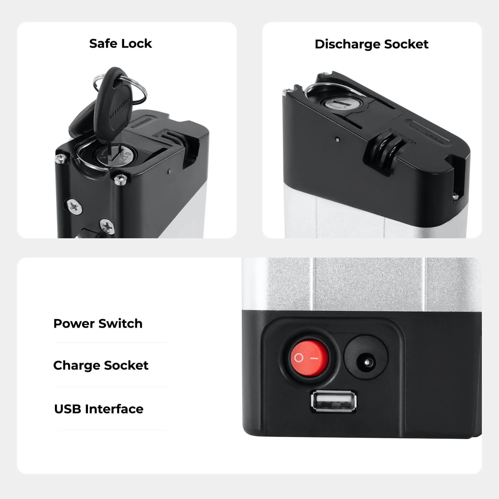 36V 9.6Ah(355Wh) E-Bike Li-ion Battery Inframe Accu USB Port without Charger for Zündapp Z101 and F.lli Schiano - Image 5