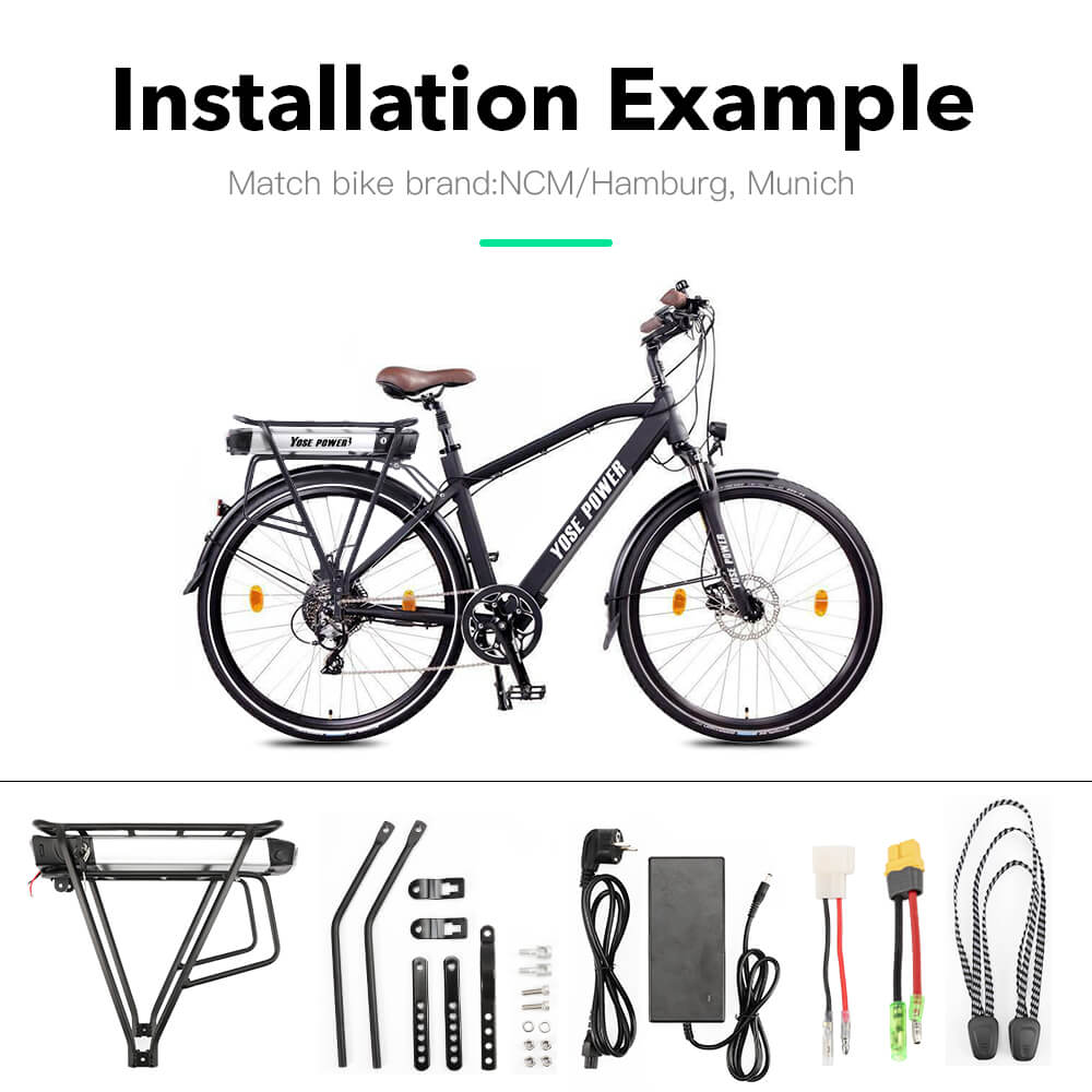 36V 13Ah/15.6Ah/17.4Ah E-Bike Li-ion Battery Taillight with/without Rear Carrier for 26"-28" Bike with V-Brake and Disc Brake - Image 10