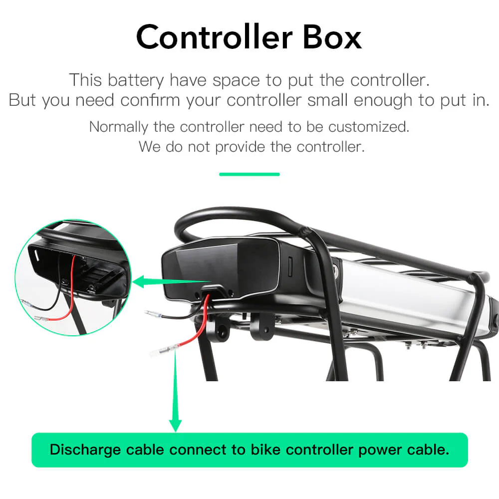 36V 13Ah/15.6Ah/17.4Ah E-Bike Li-ion Battery Taillight with/without Rear Carrier for 26"-28" Bike with V-Brake and Disc Brake - Image 5