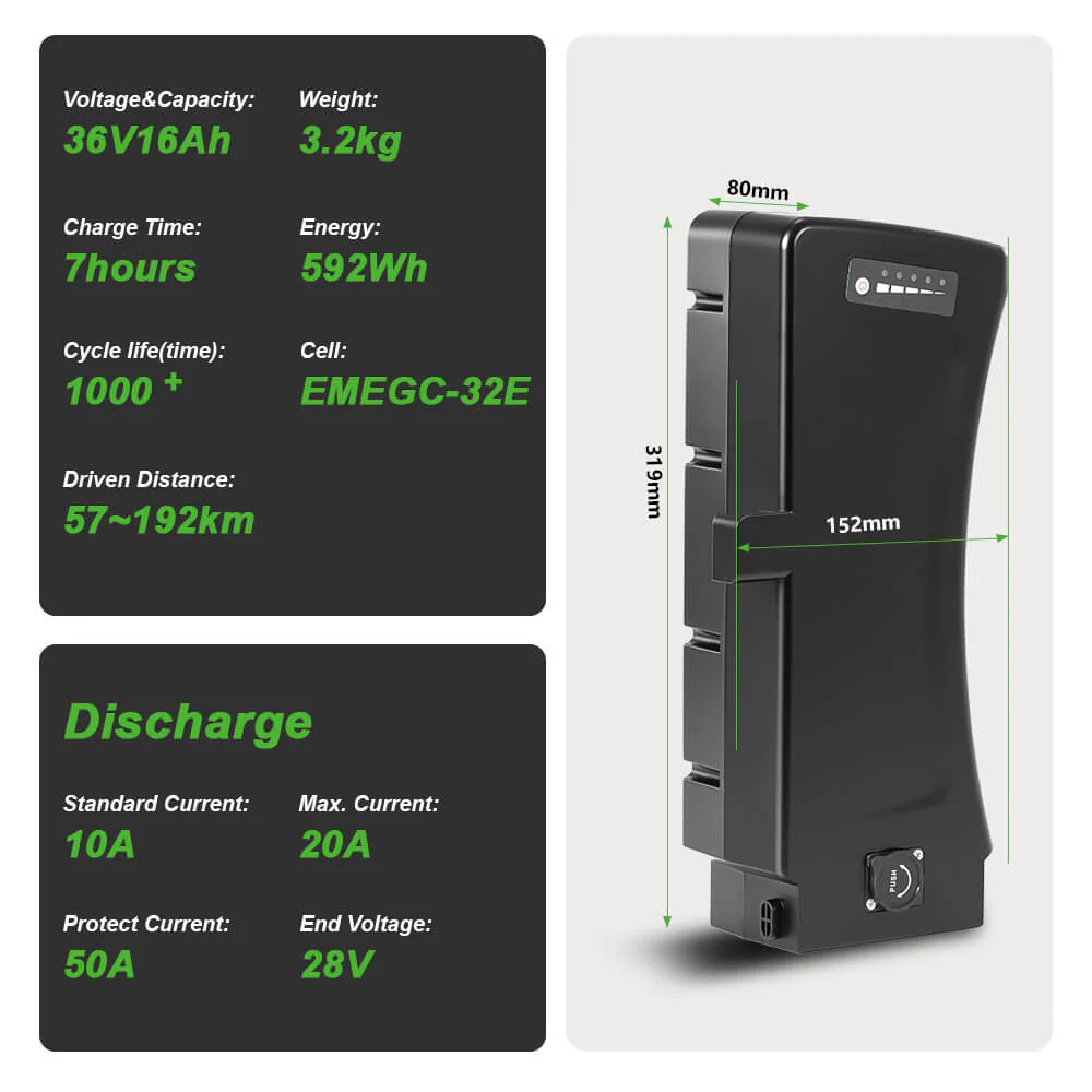 36V 13Ah(481Wh)/16Ah(592Wh) Li-ion Battery SDI Side-Click without Charger Fit for Prophete, Zündapp, Kreidler - Image 9