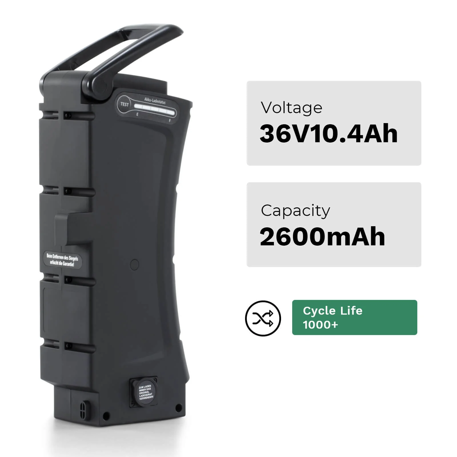 36V 10.4Ah/12.8Ah Li-ion Battery Replacement Accu ZZ370 without Charger for E-Bikes with SideClick Akku from Prophete, Kreidler, Zündapp - Image 5