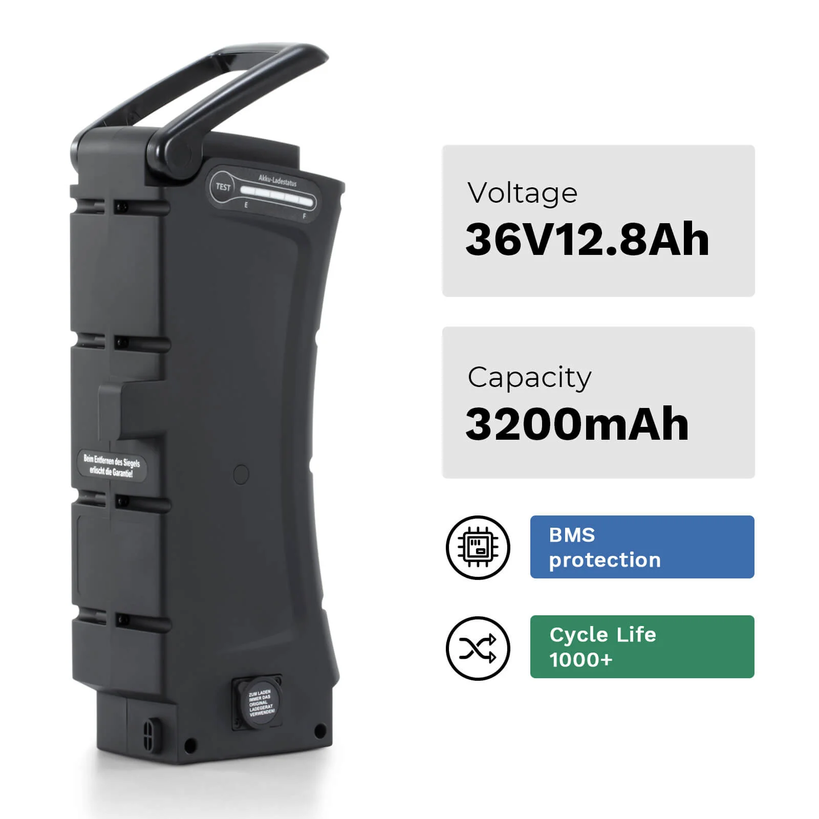 36V 10.4Ah/12.8Ah Li-ion Battery Replacement Accu ZZ370 without Charger for E-Bikes with SideClick Akku from Prophete, Kreidler, Zündapp - Image 8