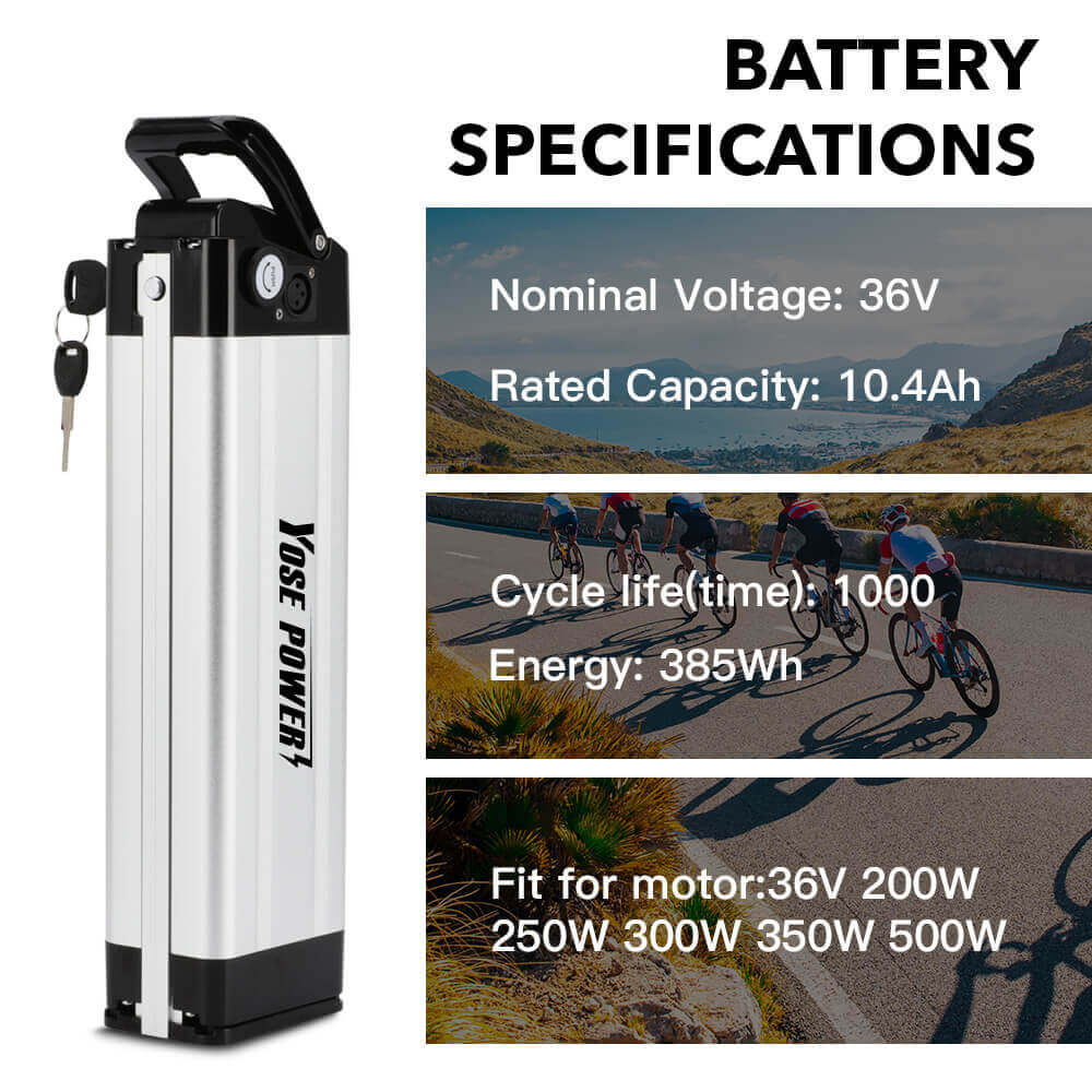 36V 10.4Ah/18.2Ah E-Bike Seat Tube Battery SilverFish for MiFa, Rex, Prophete, Aldi, Avocet, Viking, Byocycles, Phylion/XH370-10J, Zhenlong/ZL1010-F - Image 9