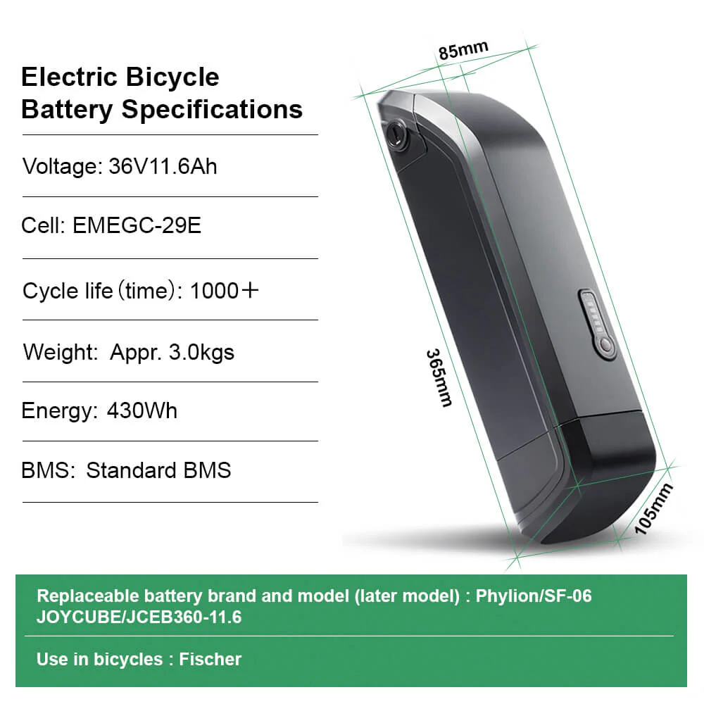 36V 11.6Ah(430Wh)/14Ah(518Wh) Original Li-ion Cell Lithium-ion Battery Electric Bicycle for Phylion SF-06L JOYCUBE/JCEB360-11.6 - Image 6