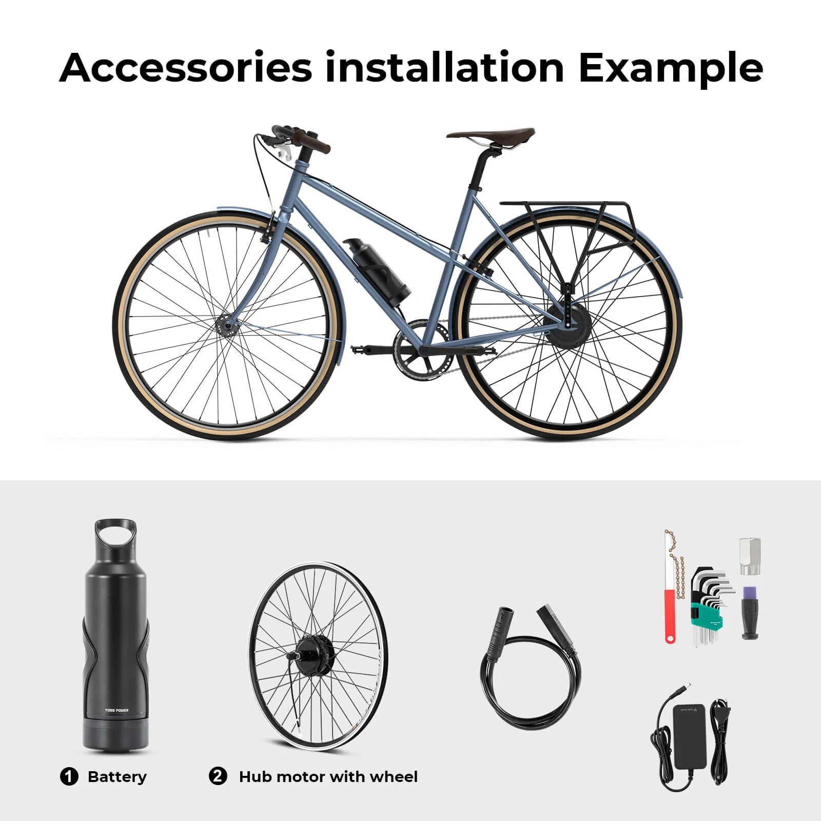 E-Bike Conversion Kit 36V 250W 27.5" Rear Cassette Motor Kit with 36V Bottle Battery Samsung Cell and Integrated Torque PAS Sensor Model A3 - Image 10