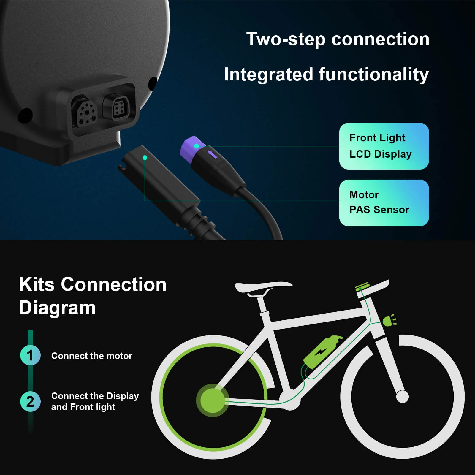 E-Bike Conversion Kit 36V 250W 27.5" Rear Cassette Motor Kit with 36V Bottle Battery Samsung Cell and Integrated Torque PAS Sensor Model A3pro - Image 5