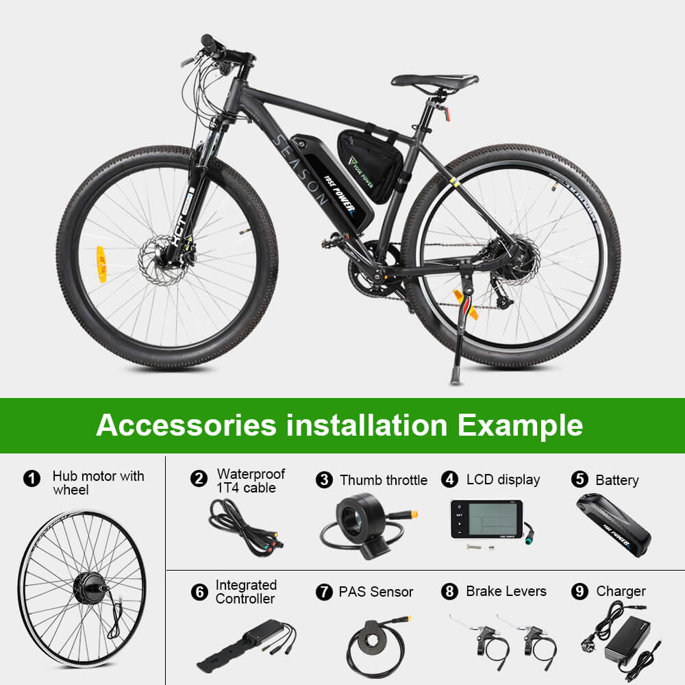 E-Bike Conversion Kit 36V 250W 27.5" Rear Motor Kit for Cassette with 36V 13Ah Battery and Charger - Image 11