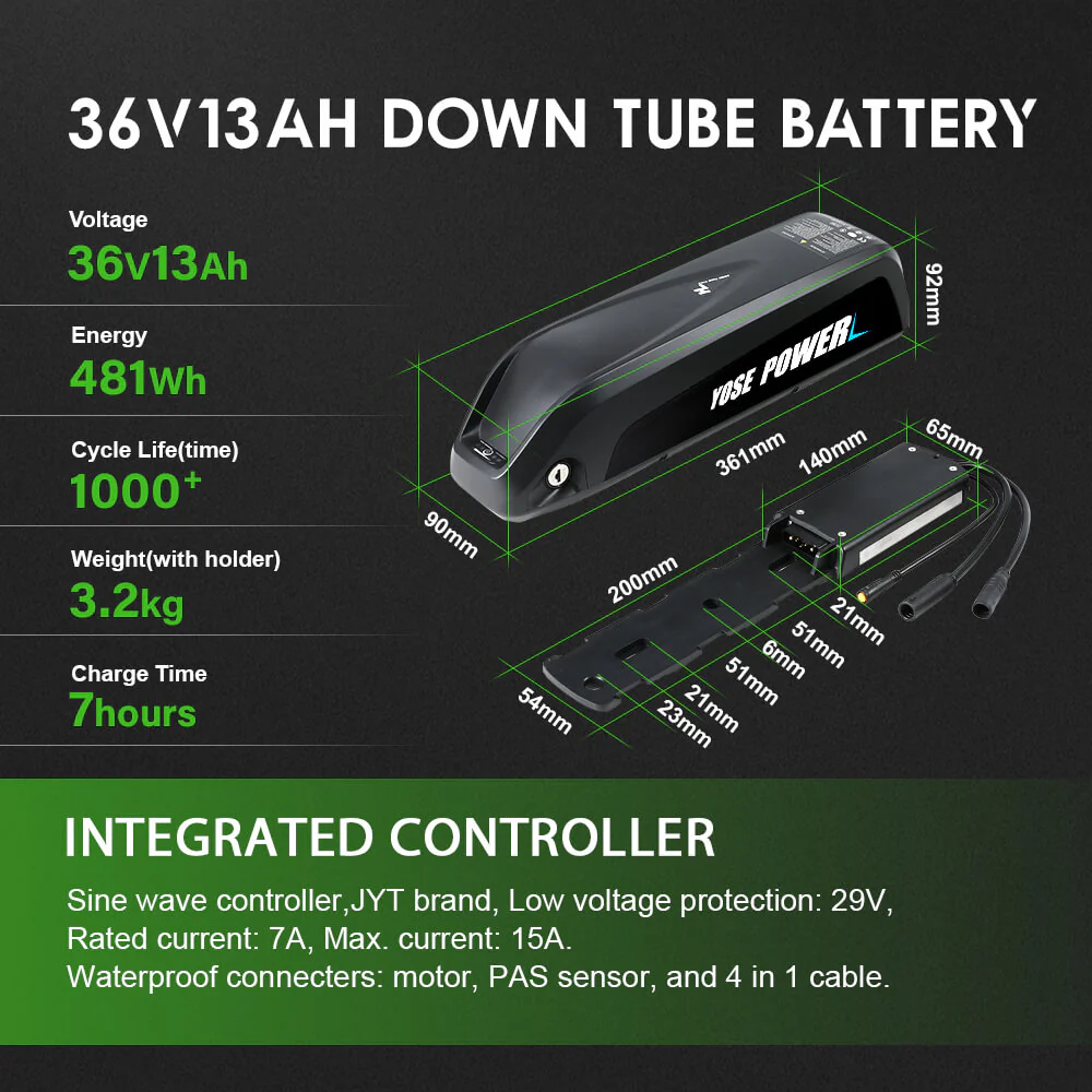 E-Bike Conversion Kit 36V 250W 27.5" Rear Motor Kit for Cassette with 36V 13Ah Battery and Charger - Image 3