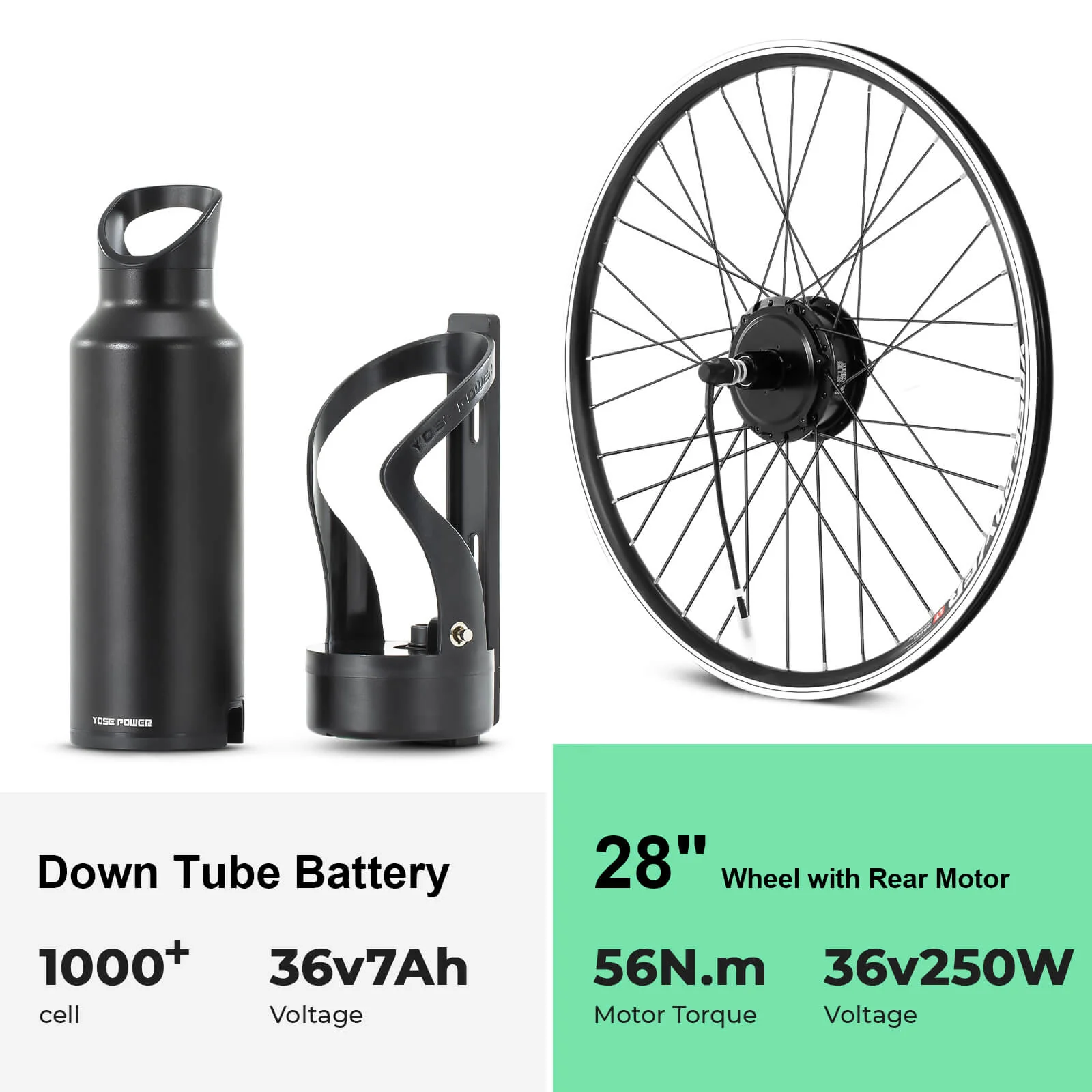 E-Bike Conversion Kit 36V 250W 28" Rear Cassette Motor Kit with 36V Bottle Battery Samsung Cell and Integrated Torque PAS Sensor Model A3pro - Image 4