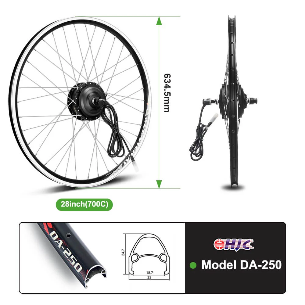 E-Bike Conversion Kit 36V 250W 28"(700C) Front Motor Kit with HL1 36V 18Ah Battery Hub Motor DIY - Image 4