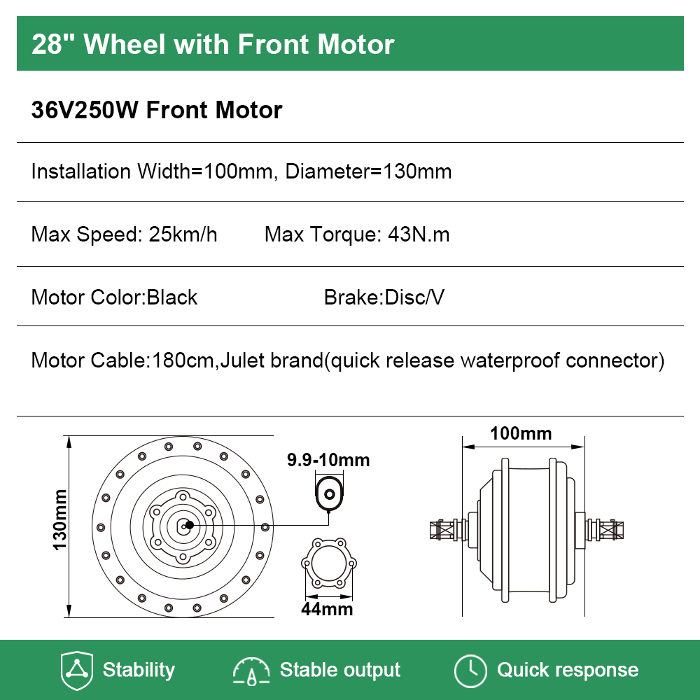 E-Bike Conversion Kit 36V 250W 28"(700C) Front Motor Kit with HL1 36V 15.6Ah Battery Hub Motor DIY - Image 3
