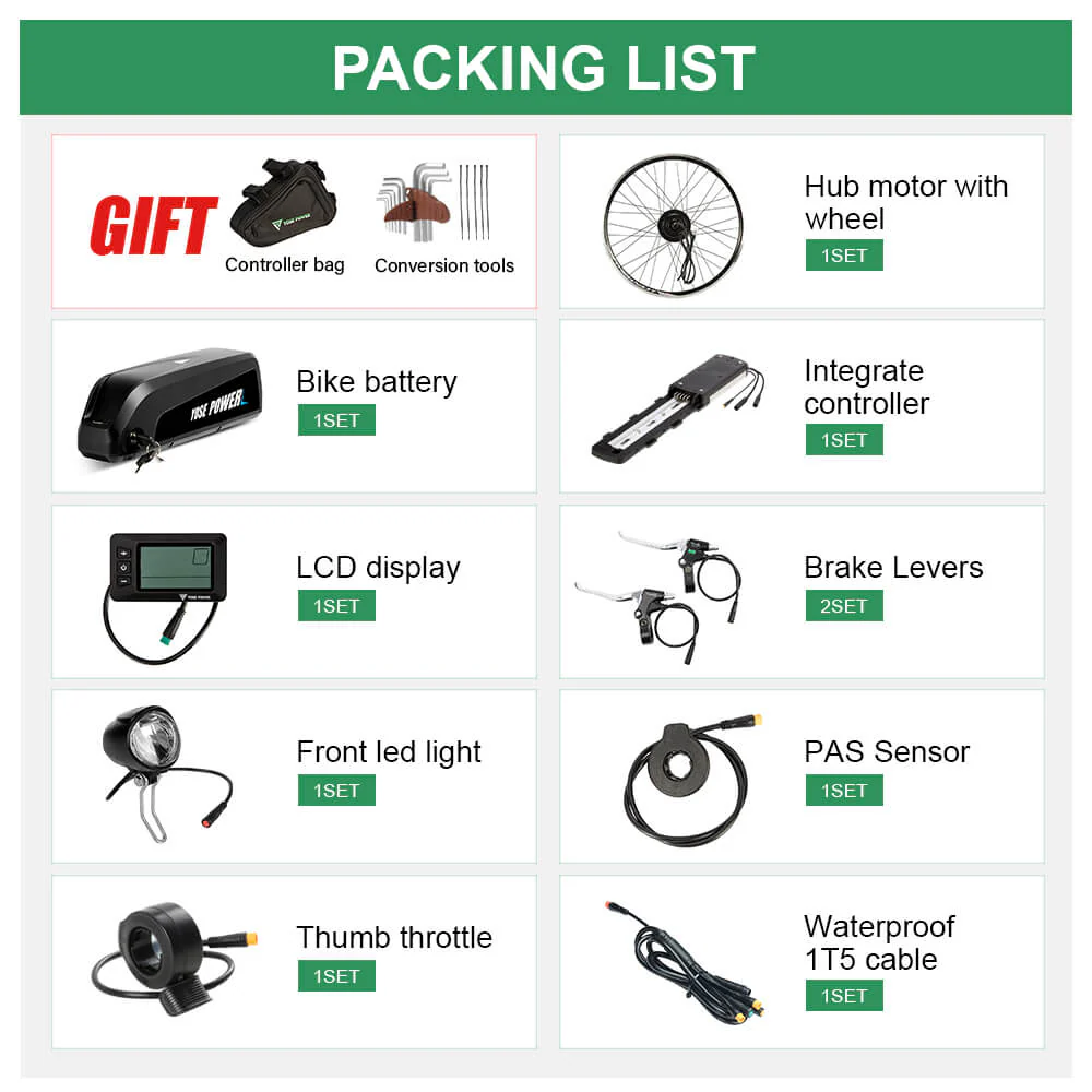 E-Bike Conversion Kit 36V 250W 28"(700C) Front Motor Kit with HL1 36V 15.6Ah Battery Hub Motor DIY - Image 9