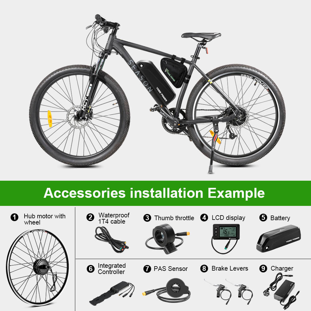E-Bike Conversion Kit 36V 250W 28" Rear Motor Kit for Cassette with 36V 18Ah Battery and Charger - Image 7