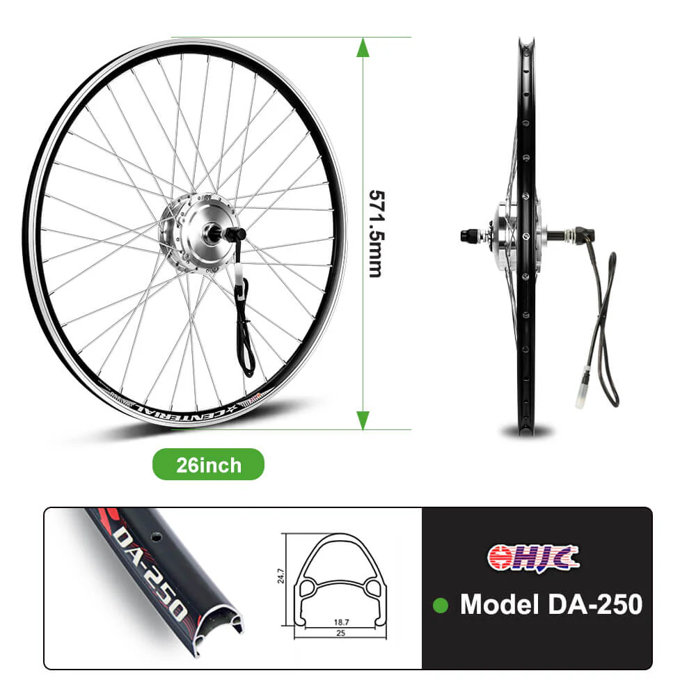E-Bike Conversion Kit 36V 350W 26" Rear Freewheel Motor Bicycle Hub Motor Kit in Silver - Image 3