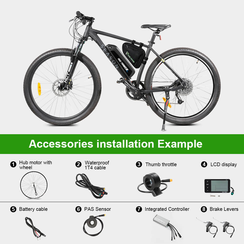 E-Bike Conversion Kit 36V 350W 26" Rear Freewheel Motor Bicycle Hub Motor Kit in Silver - Image 9