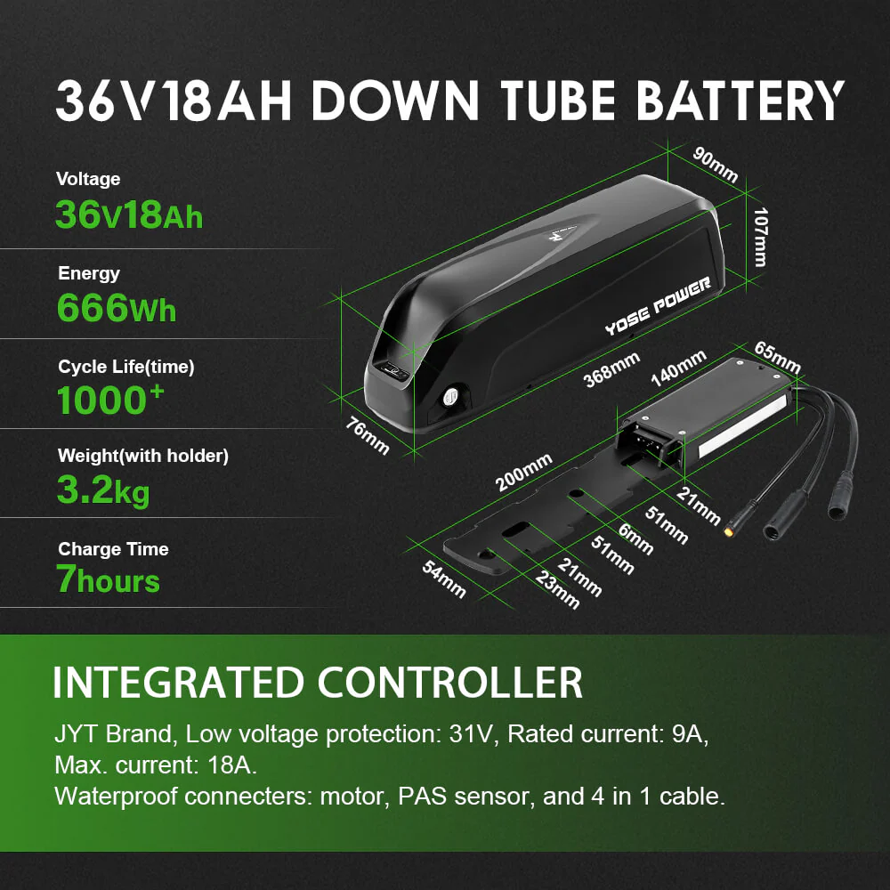E-Bike Conversion Kit 36V 350W 26" Rear Motor Kit for Cassette with 36V 18Ah Battery and Charger - Image 3