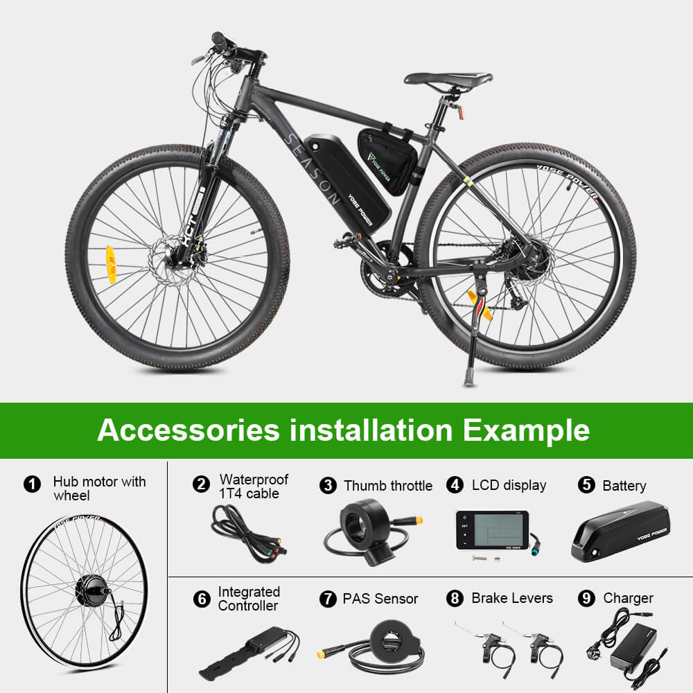 E-Bike Conversion Kit 36V 350W 26" Rear Motor Kit for Cassette with 36V 18Ah Battery and Charger - Image 9