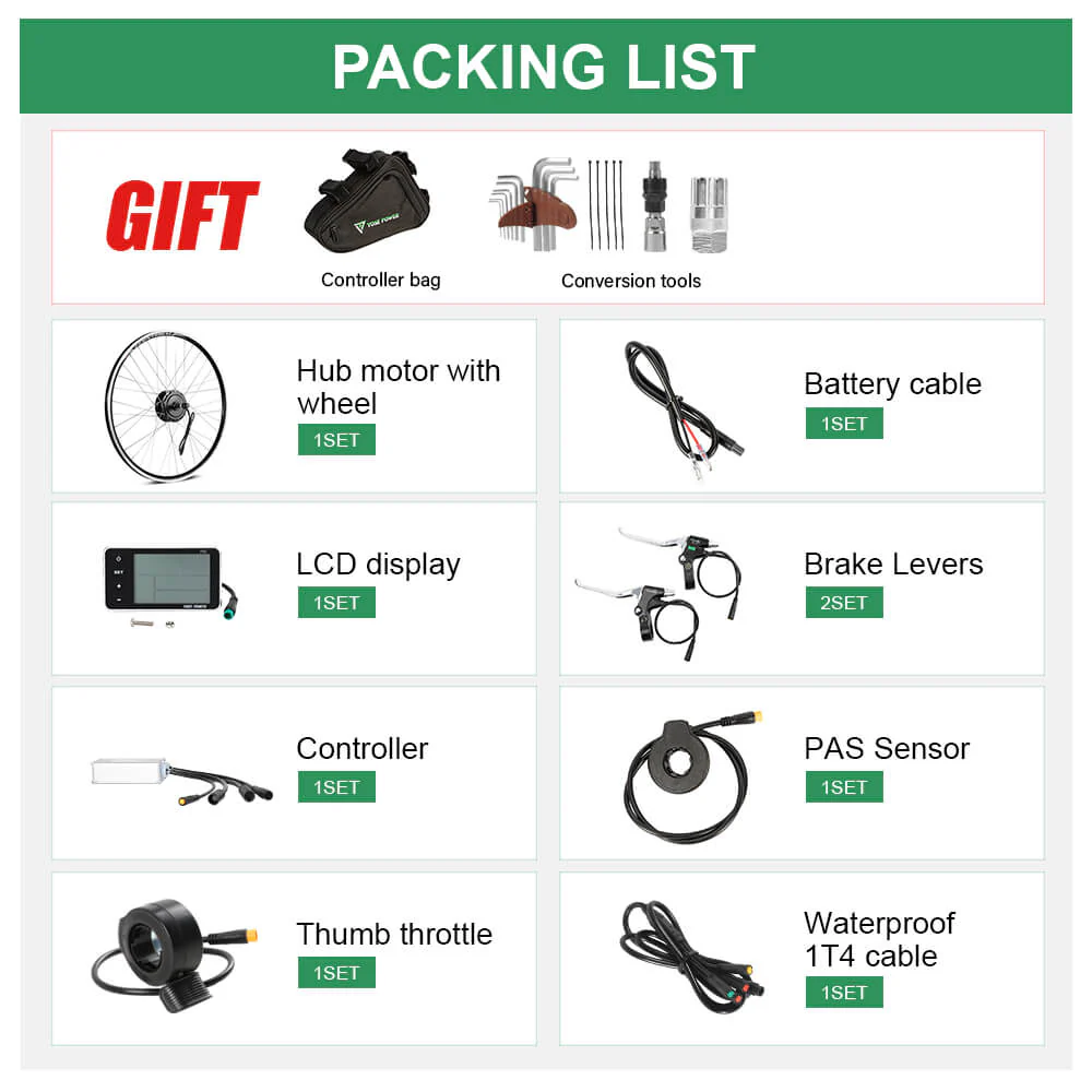 E-Bike Conversion Kit 36V 350W 27.5" Rear Freewheel Motor Bicycle Hub Motor Kit - Image 11