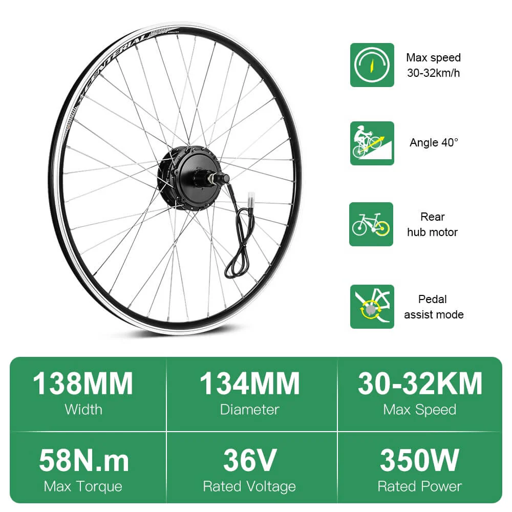 E-Bike Conversion Kit 36V 350W 28"(700C) Rear Cassette Motor Bicycle Hub Motor Conversion Kit - Image 4