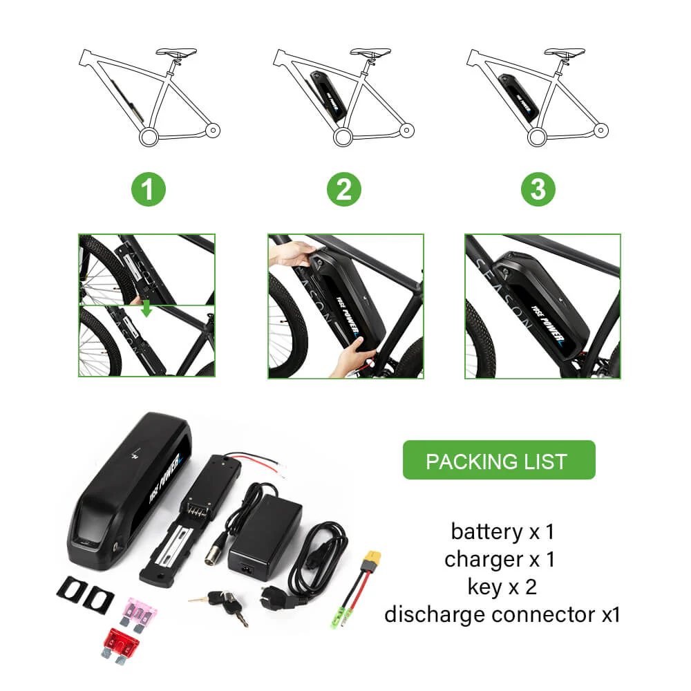 36V 15.6Ah/17.4Ah/20Ah Down Tube Hailong1-2 Battery Lithium-ion Accu E-Bike Electric Bicycle Bottle New Black DIY - Image 10