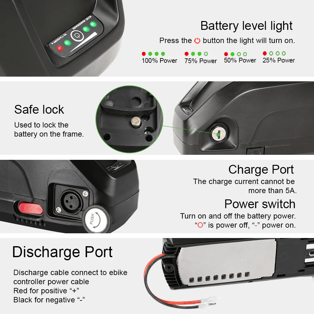 36V 15.6Ah/17.4Ah/20Ah Down Tube Hailong1-2 Battery Lithium-ion Accu E-Bike Electric Bicycle Bottle New Black DIY - Image 4