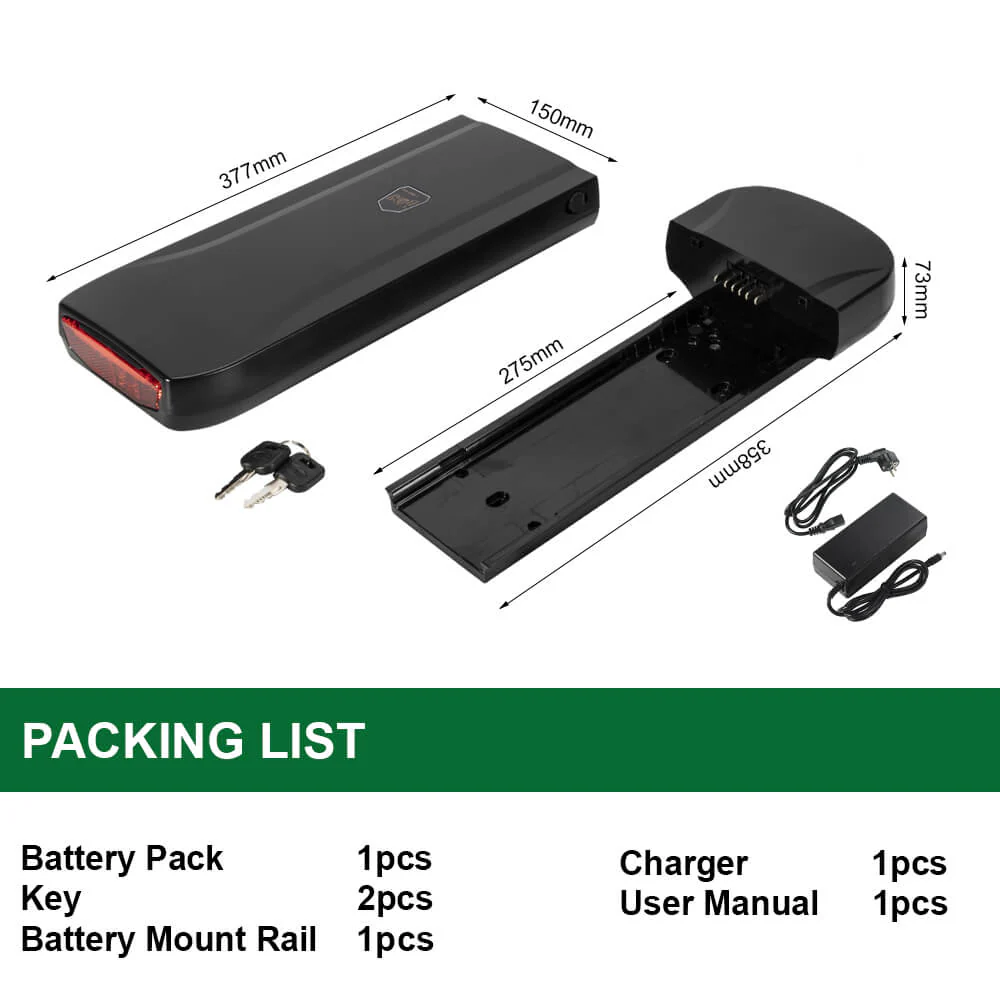 36V 13Ah(481Wh) E-Bike Rear Battery Phylion Joycube Wall-ES for Fischer, Axonette, SFM, Chrisson E-Bikes, Fischer Proline, Globus, Adriatica, Phylion/XH370-13J - Image 3